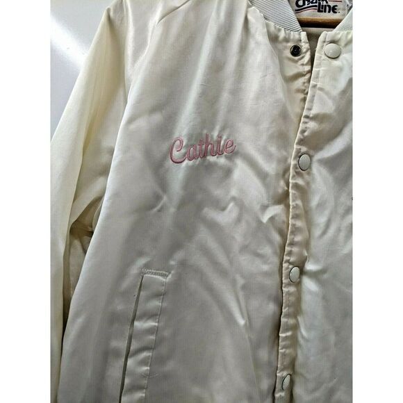 Walt Disney Mickey Mouse Chalk Line Satin Bomber Jacket Large 1987 Sixty Years - Picture 2 of 12